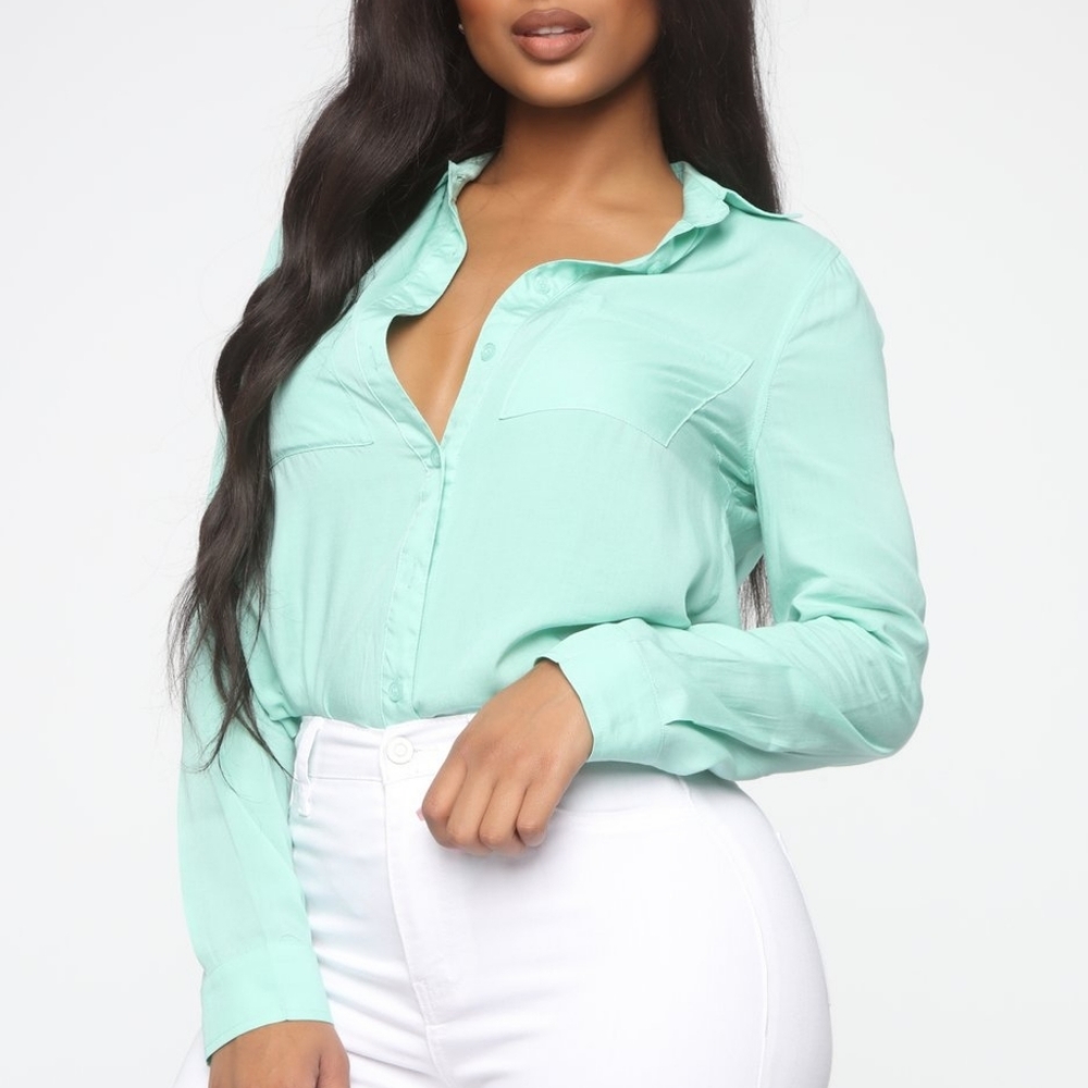 Fashion Nova You Better Work Shirt - Mint